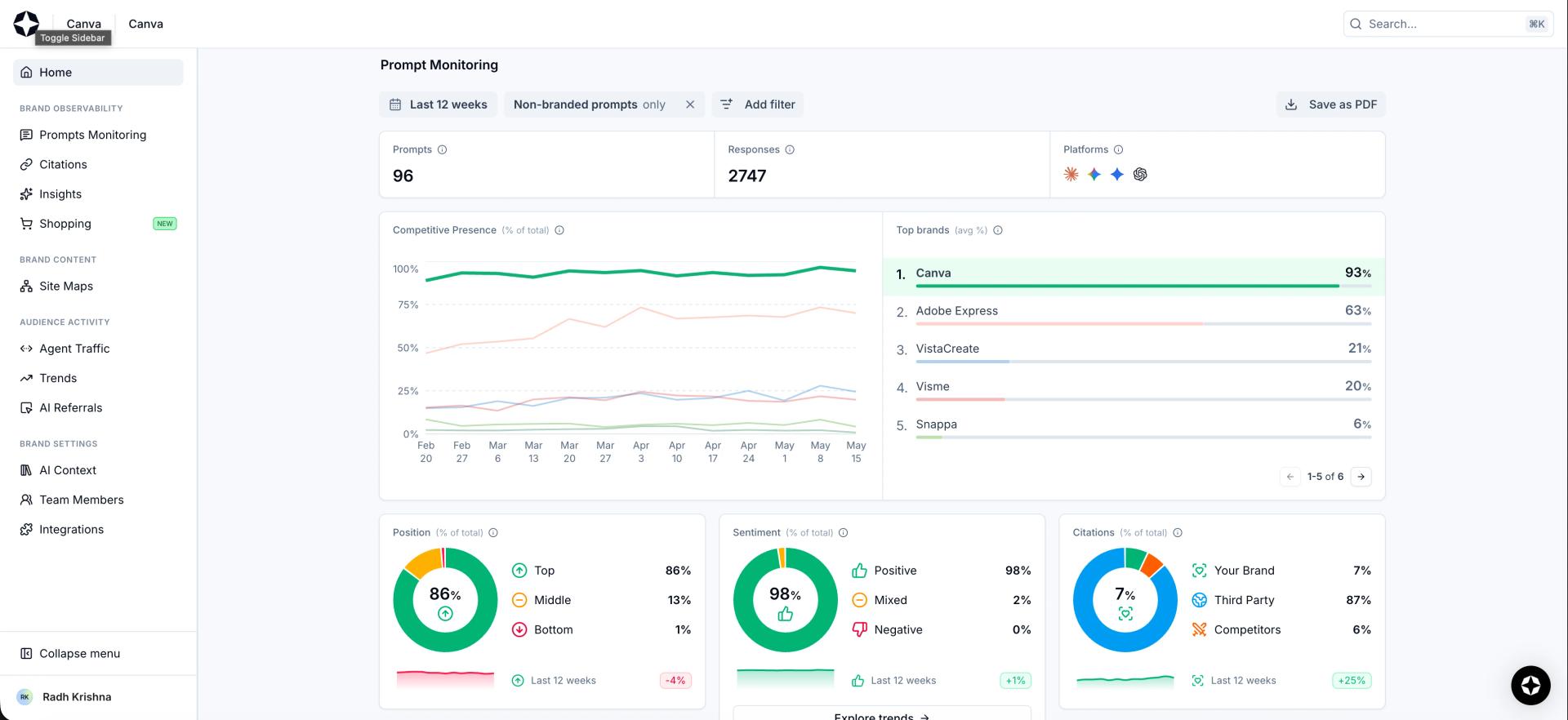 Scrunch AI dashboard