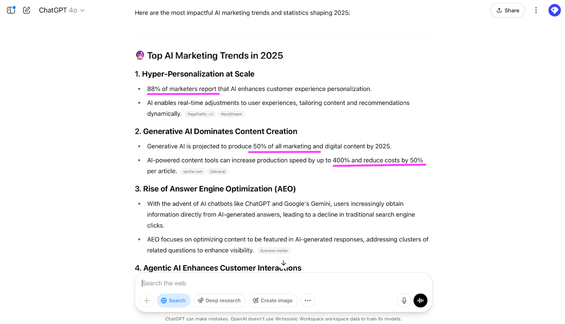 ChatGPT example for creating quote-worthy content - What is LLM Optimization