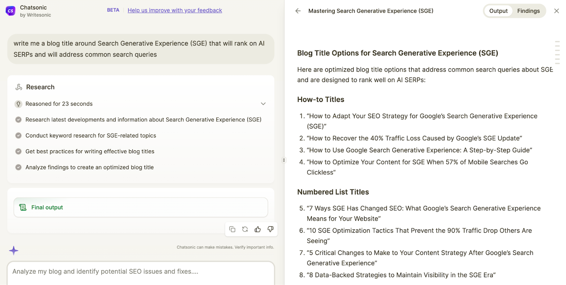 Writesonic SEO AI Agent