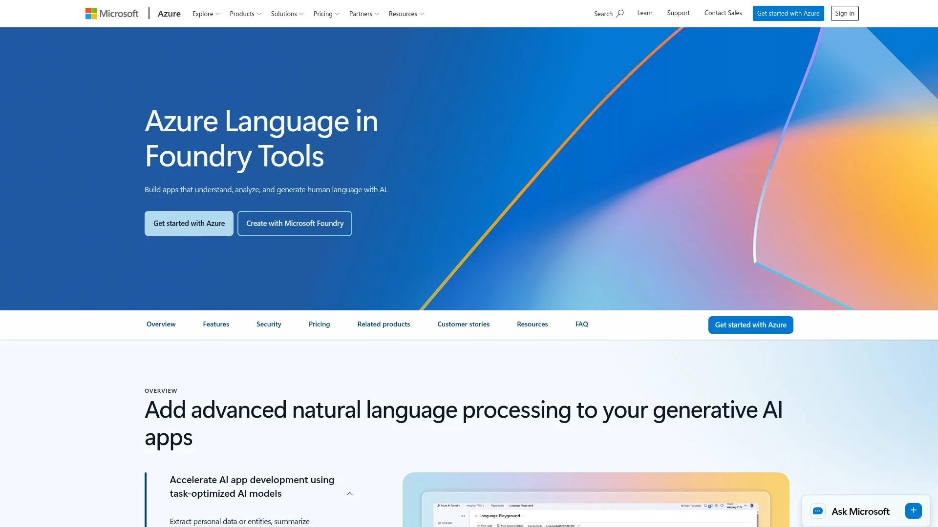 Azure AI Language page