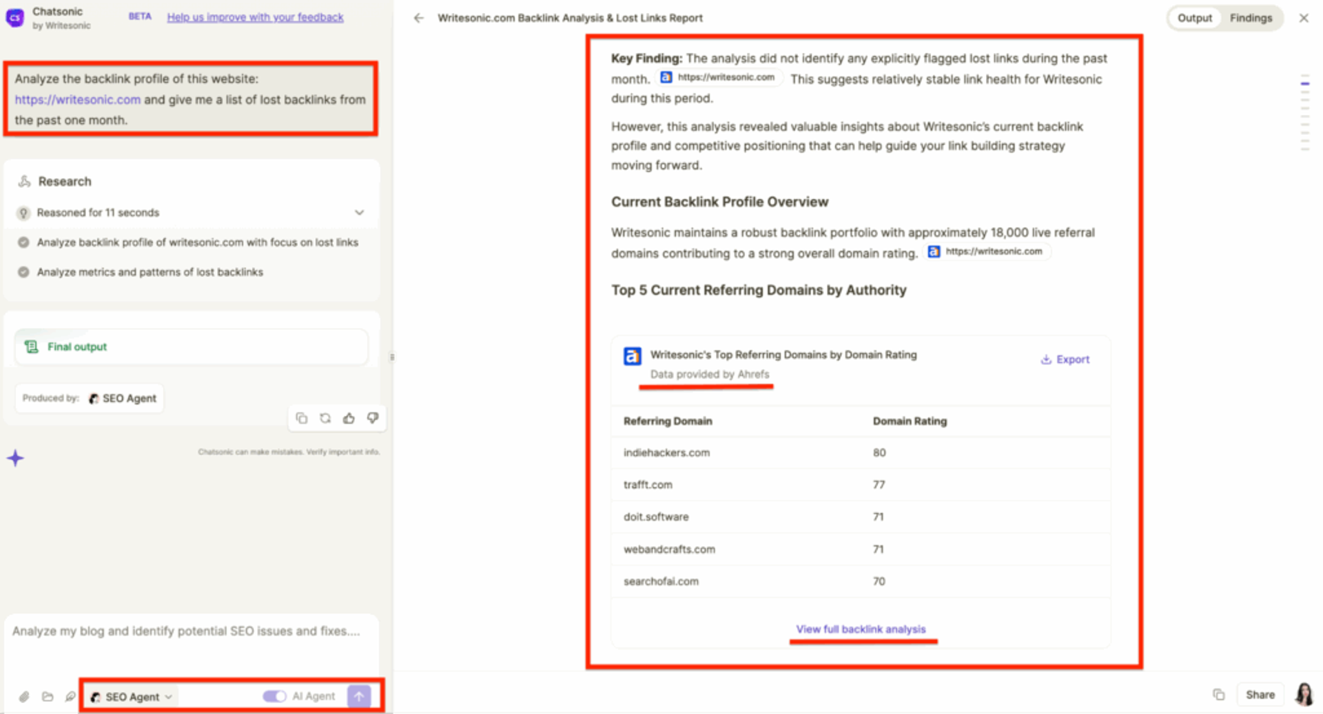 Backlink profile analysis - SEO AI agent