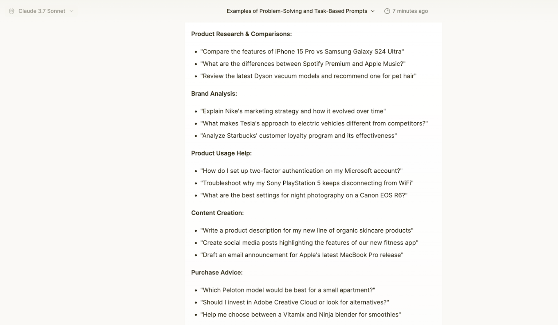 Brand prompts