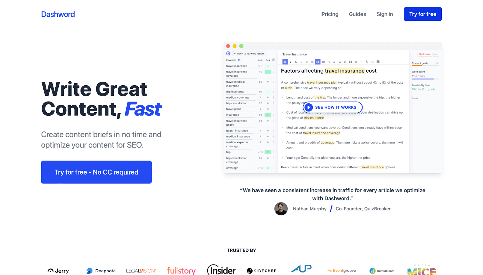 Dashword - Surfer SEO Alternatives