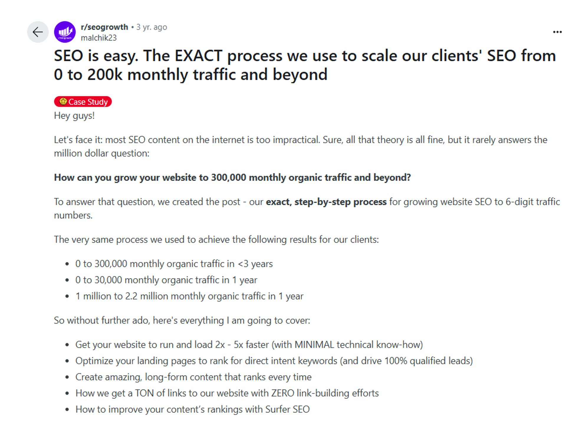 Posting on Reddit is another way of getting SEO clients.