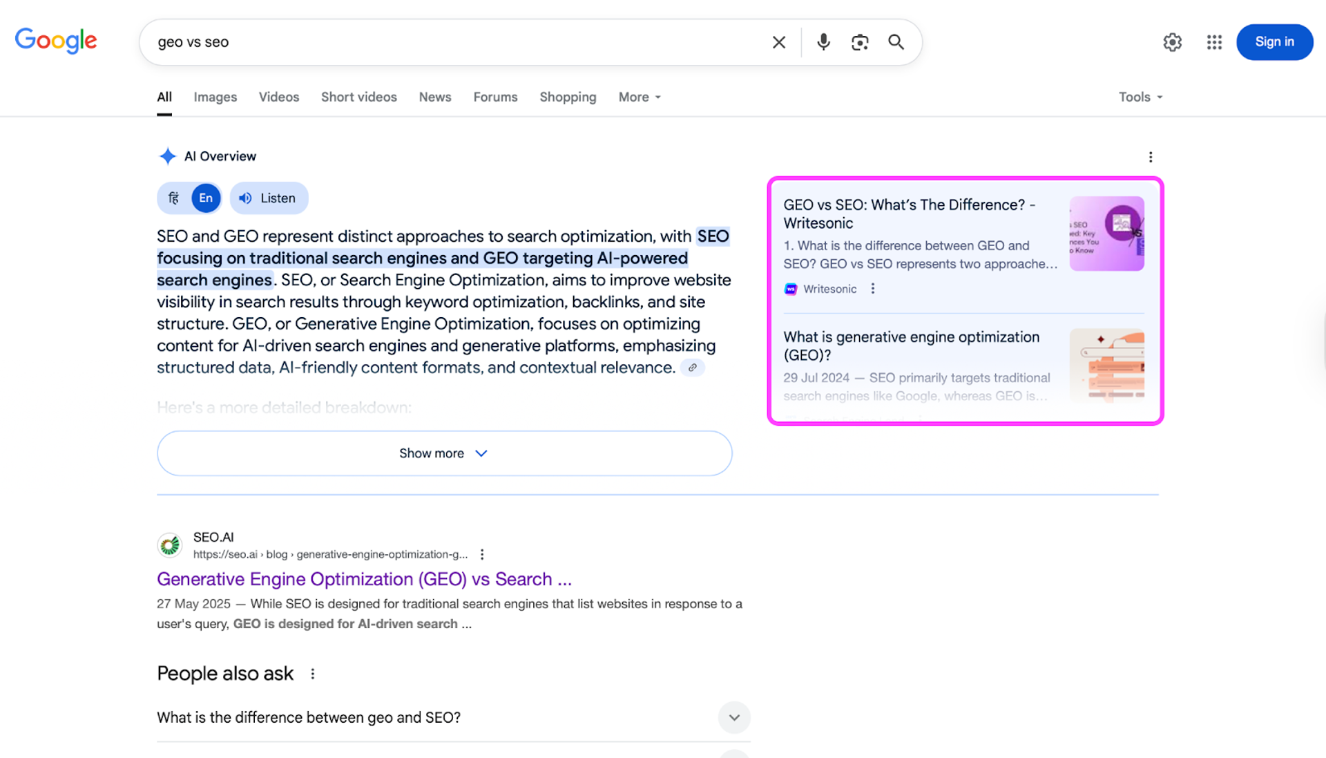 Site referenced in AIOs are counted as an impression - High impressions low clicks