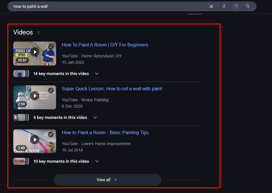 Video Carousels SERP Feature