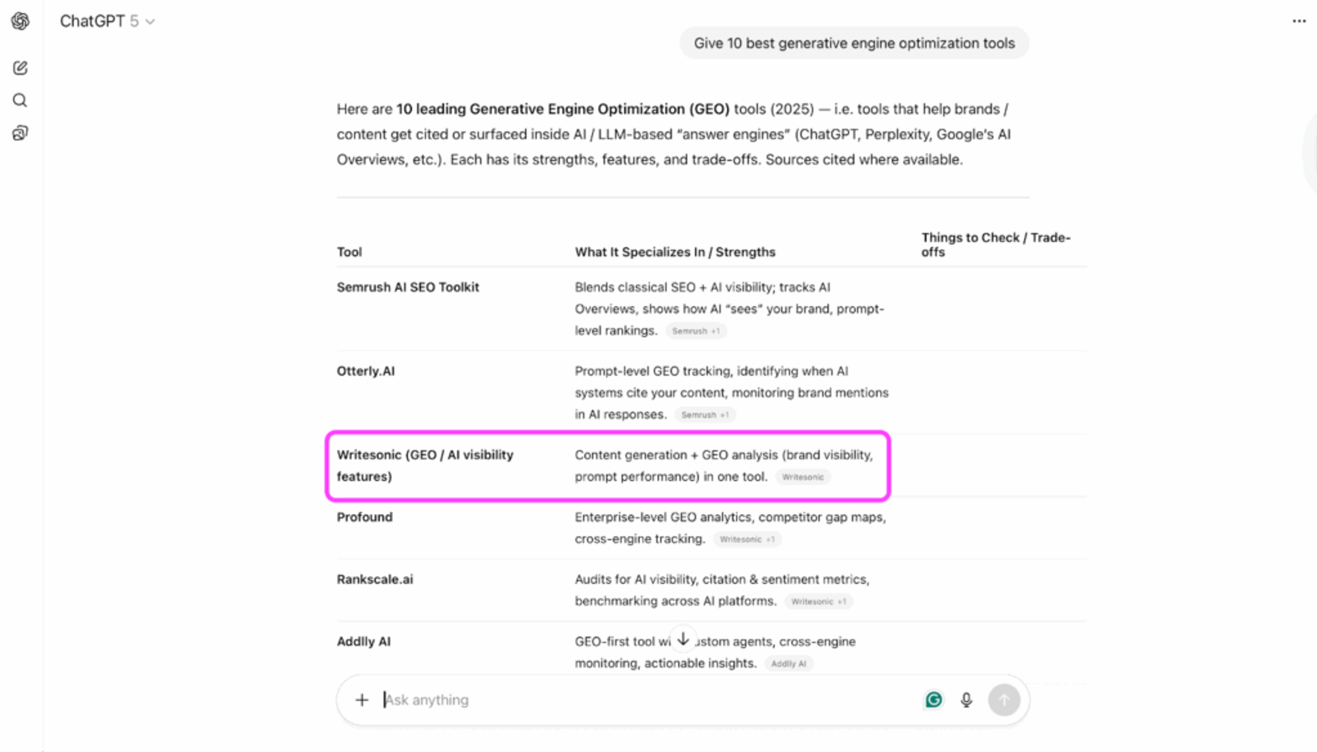 ChatGPT Example - What is GEO