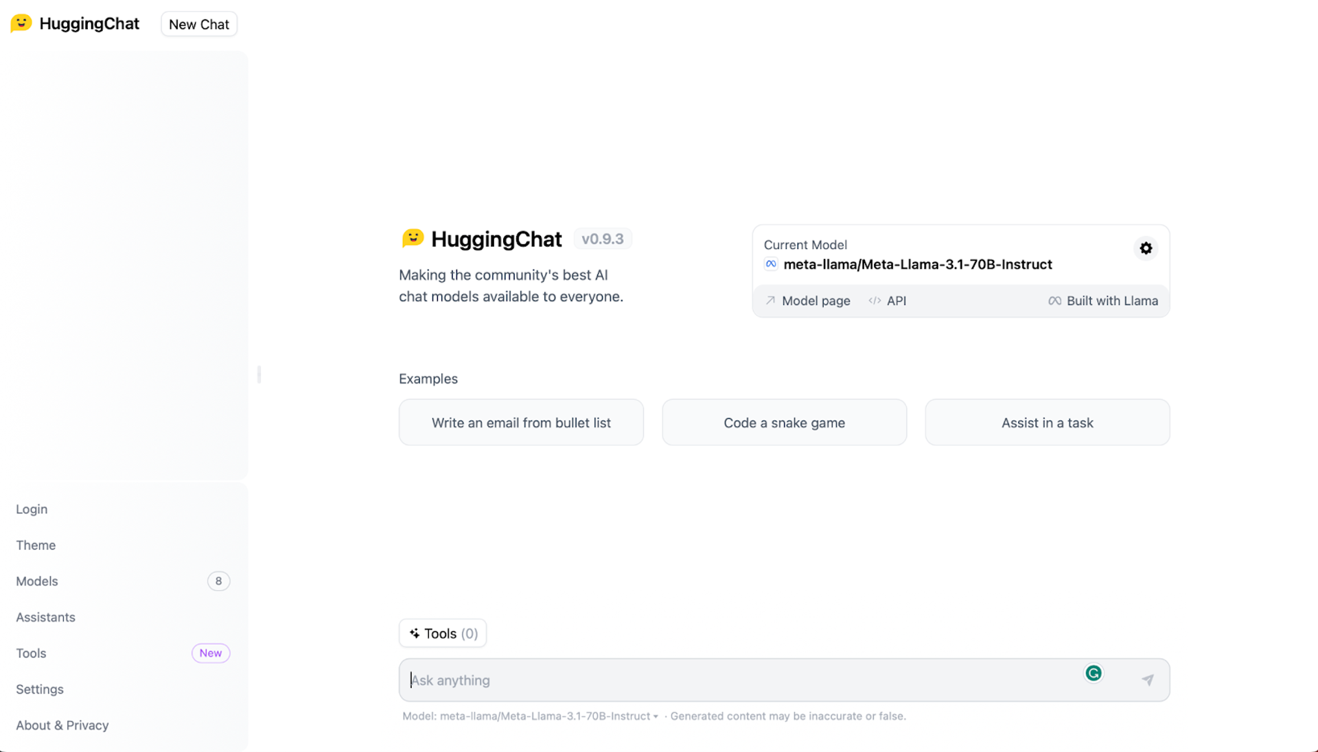 HuggingChat - ChatGPT alternatives