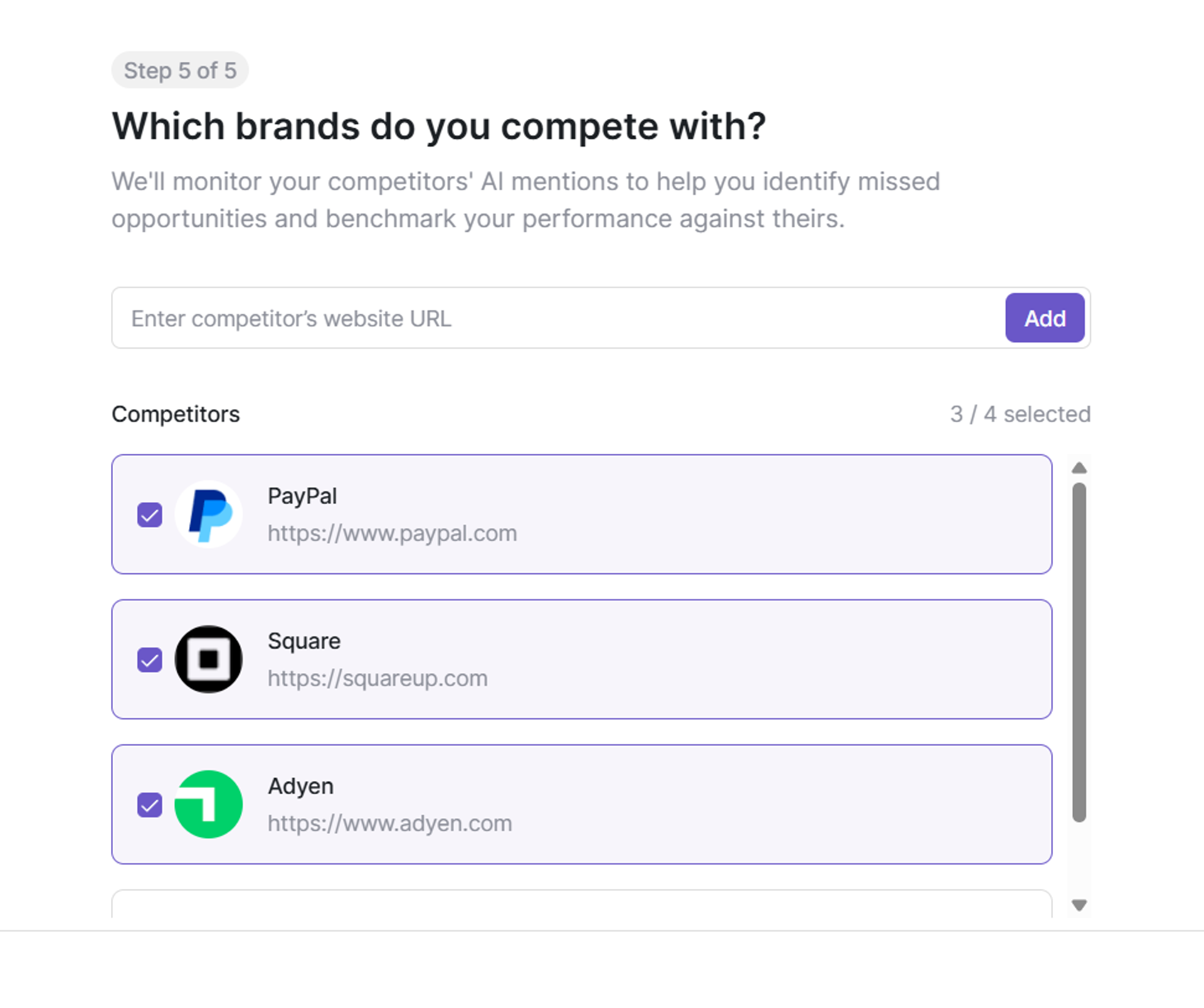 Step 5: Select Competitors