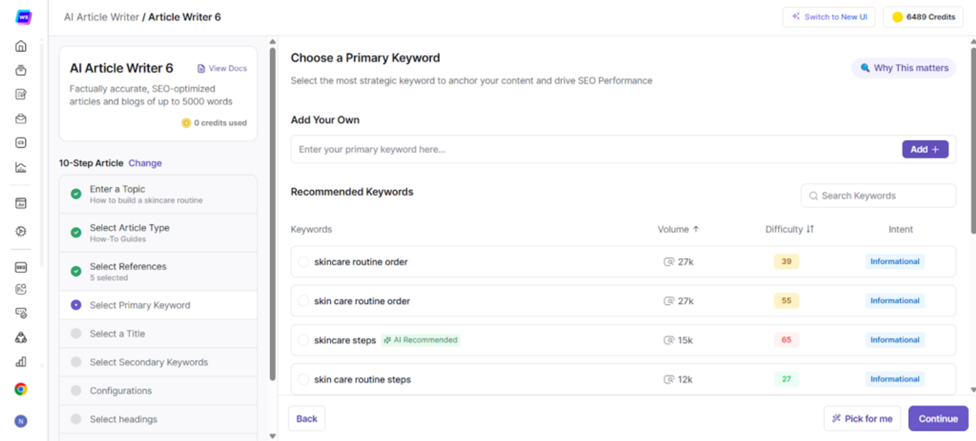 With the Article Writer 6, you can generate SEO-optimized content in just 10 steps.