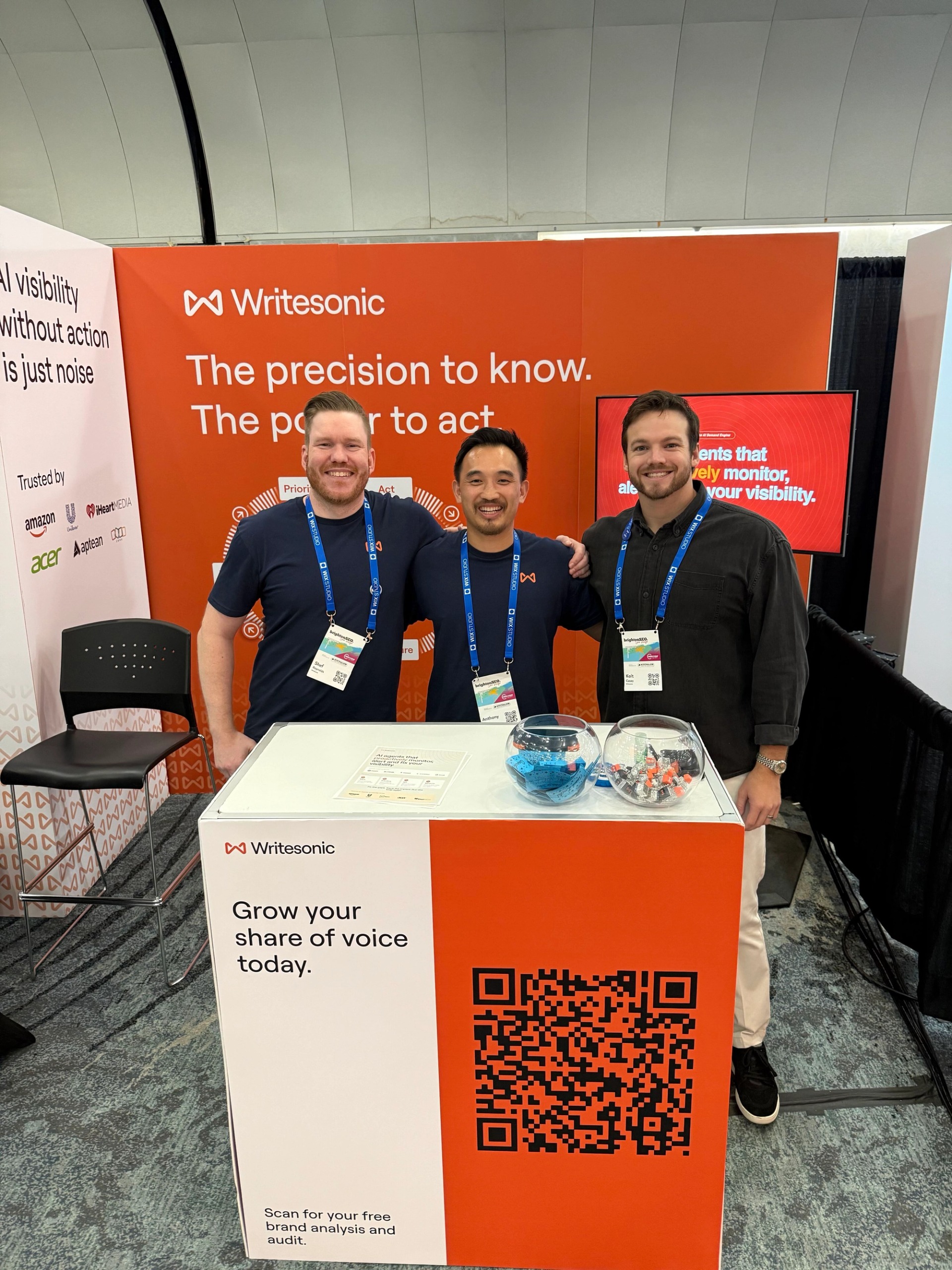 The Writesonic stand at brightonSEO in Brighton