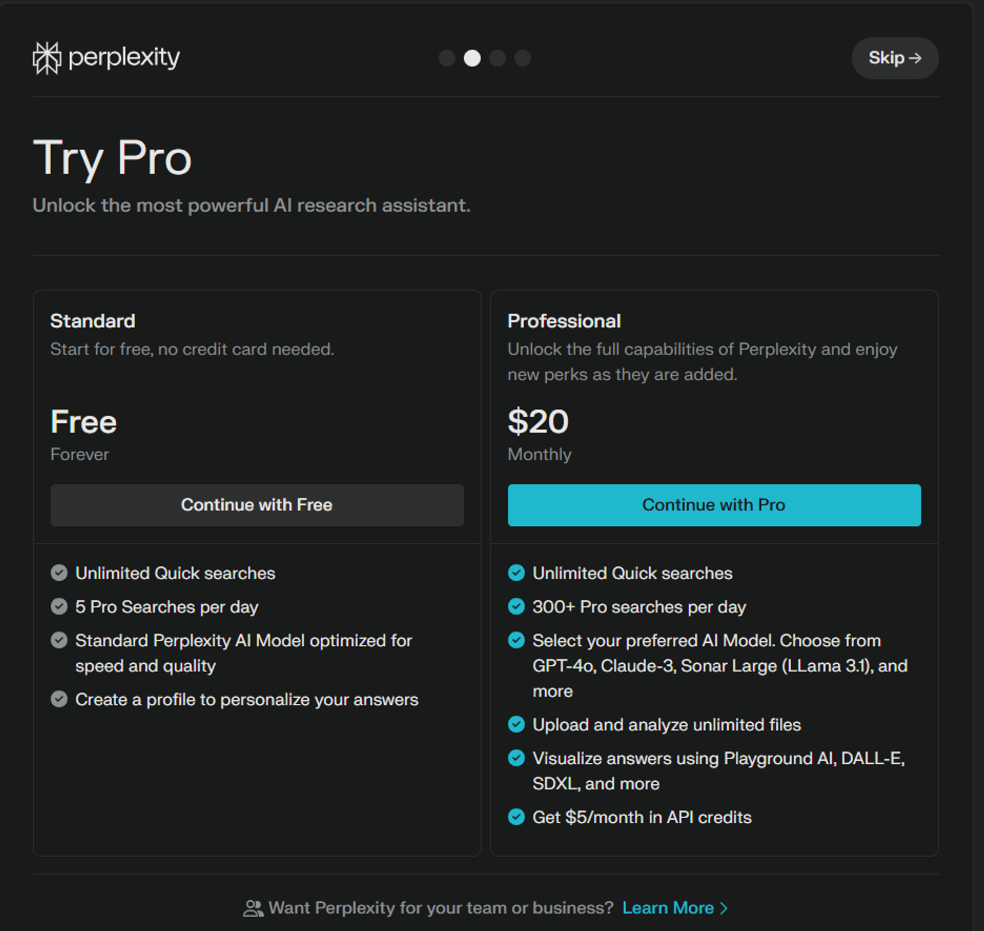 Perplexity's pricing model.