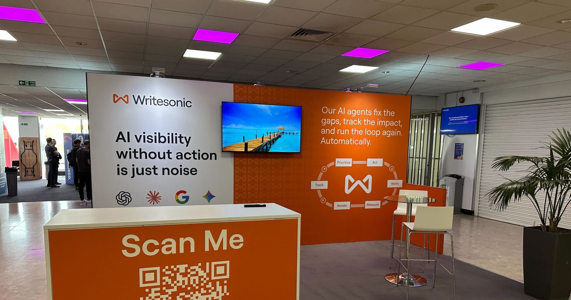 The Writesonic stand at brightonSEO in Brighton