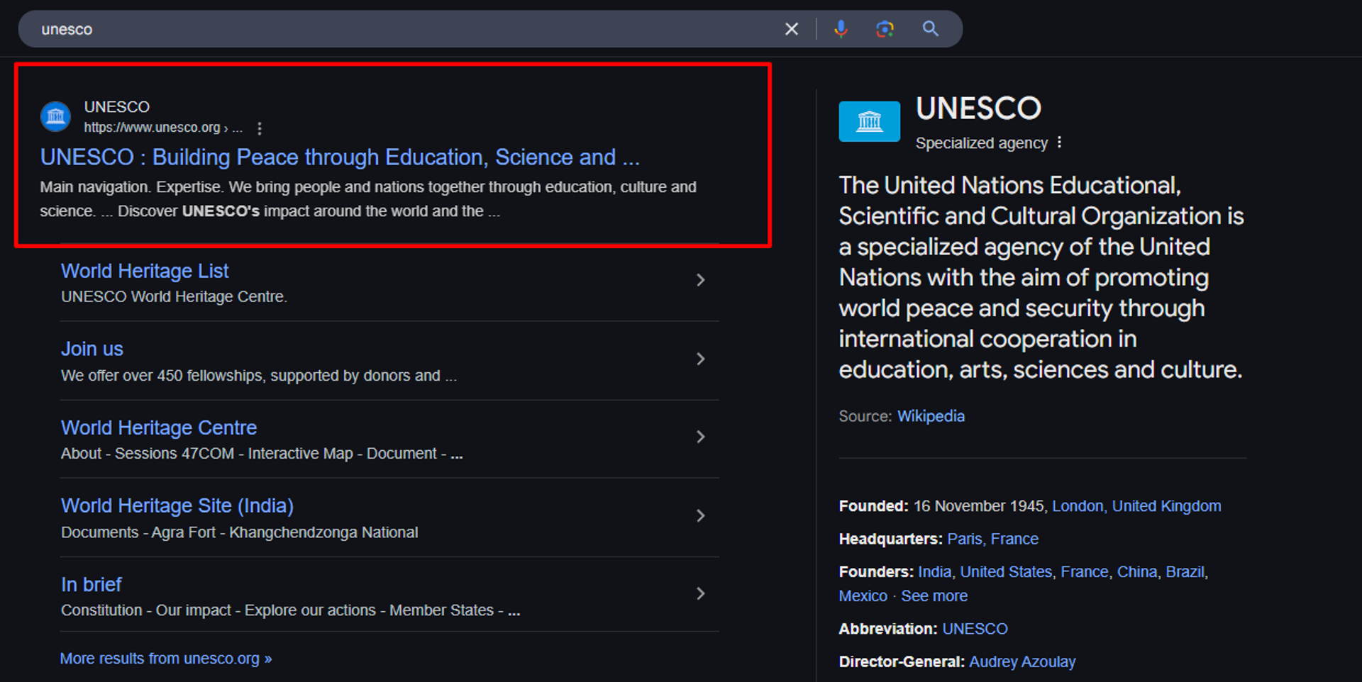 Creating a home page, about page, or a Wikipedia page helps you to appear in the Knowledge Box section.