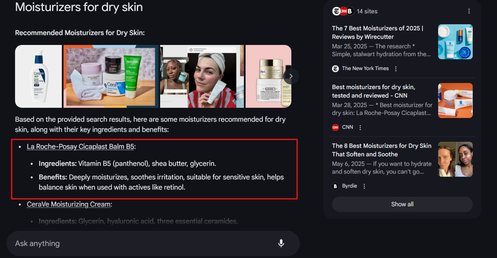 Google AI Mode's query fan out technique helps it frame answers with multiple details, such as product lists with additional information.