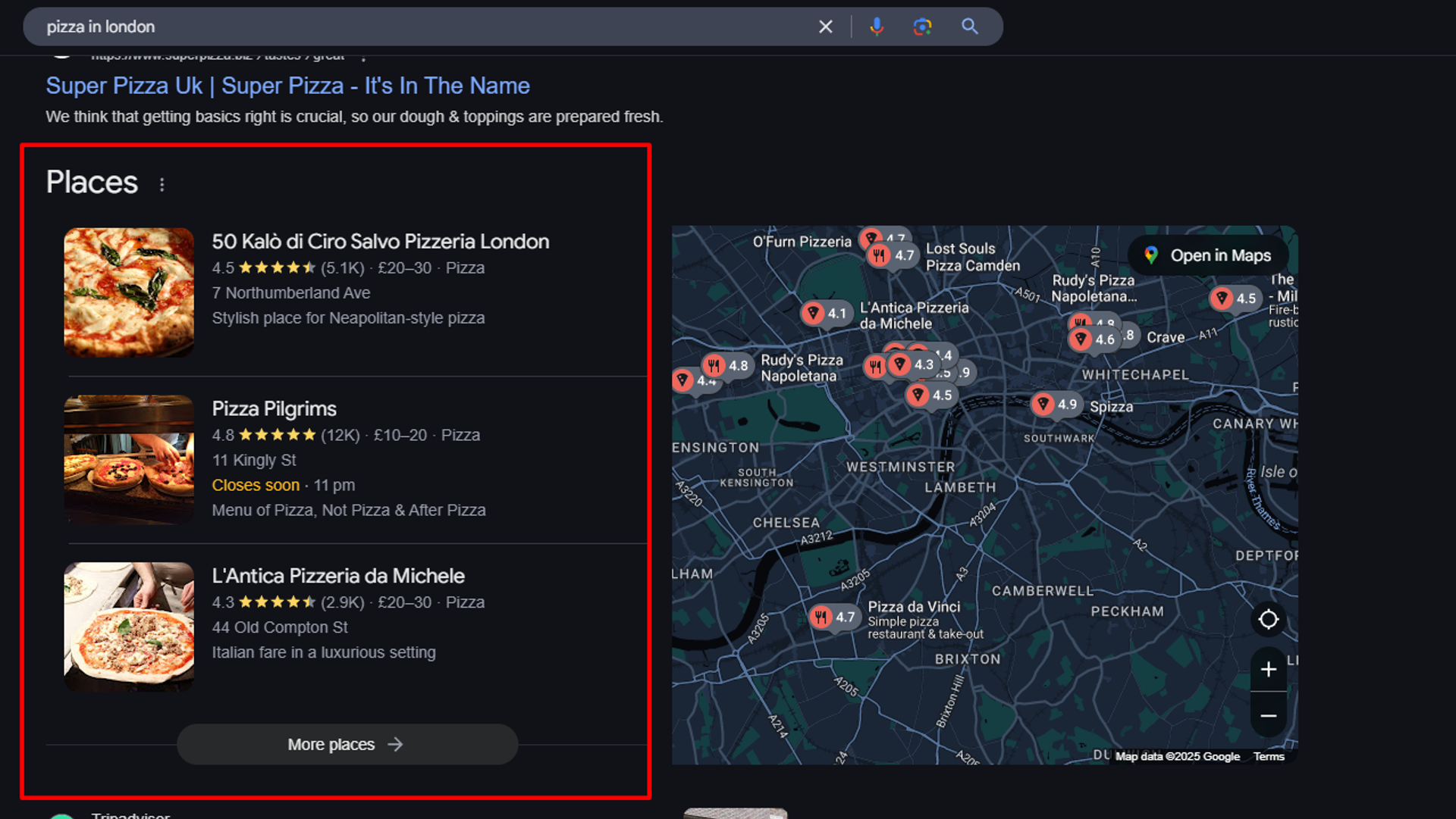 Local pack is a feature that displays local businesses closest to you.