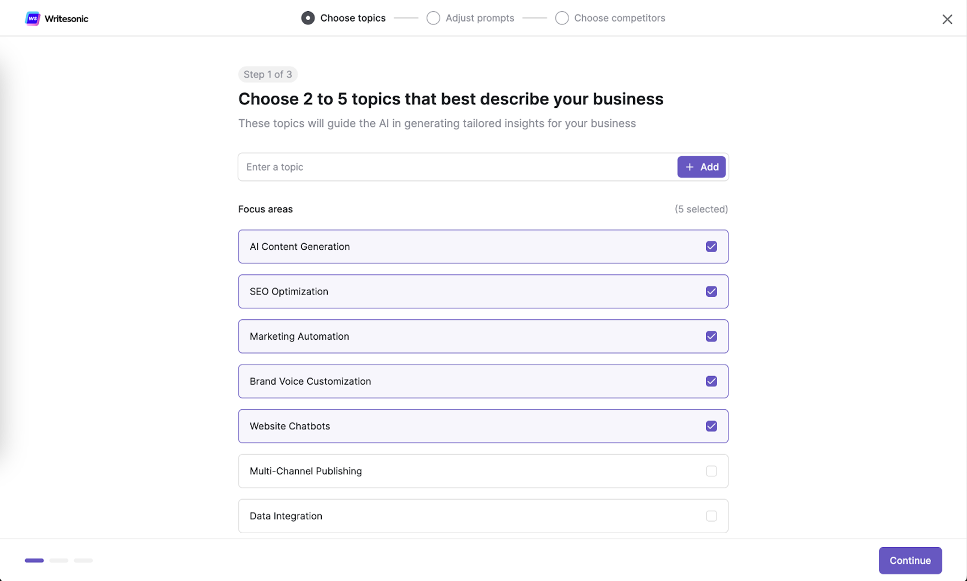 Set Your Target Topics and Prompts - AI Brand Visibility Audit