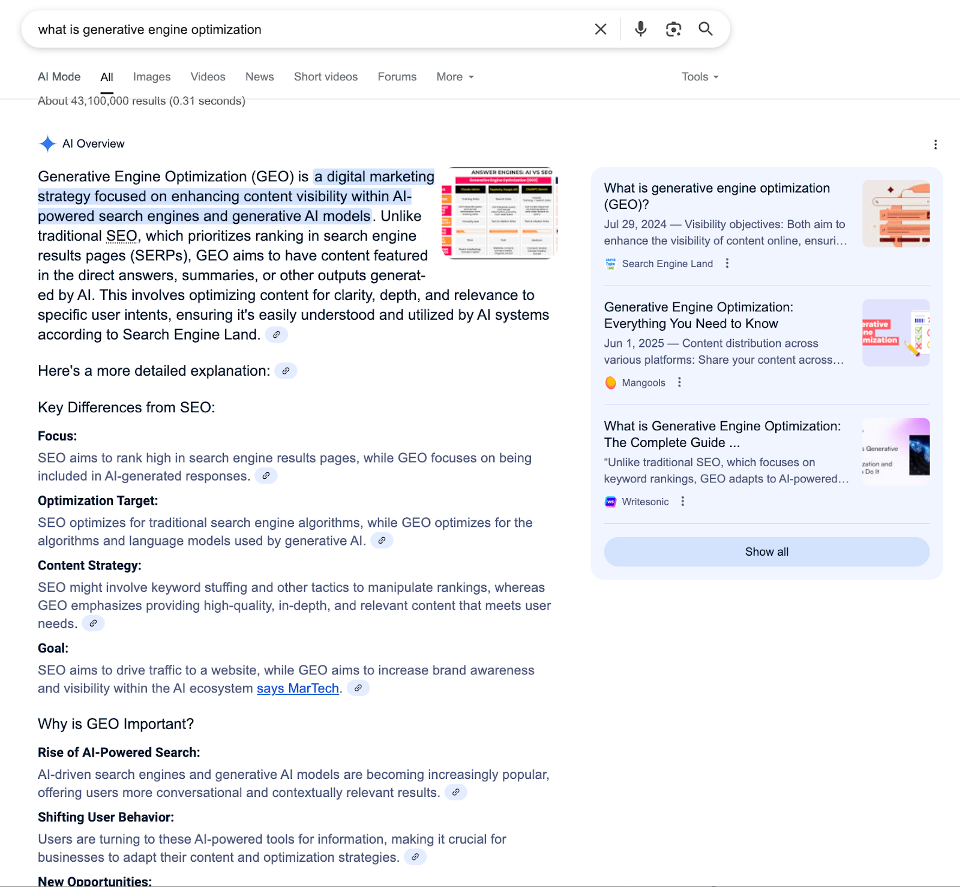 500+ Words AI Overview Example - AI Overviews Length Insights