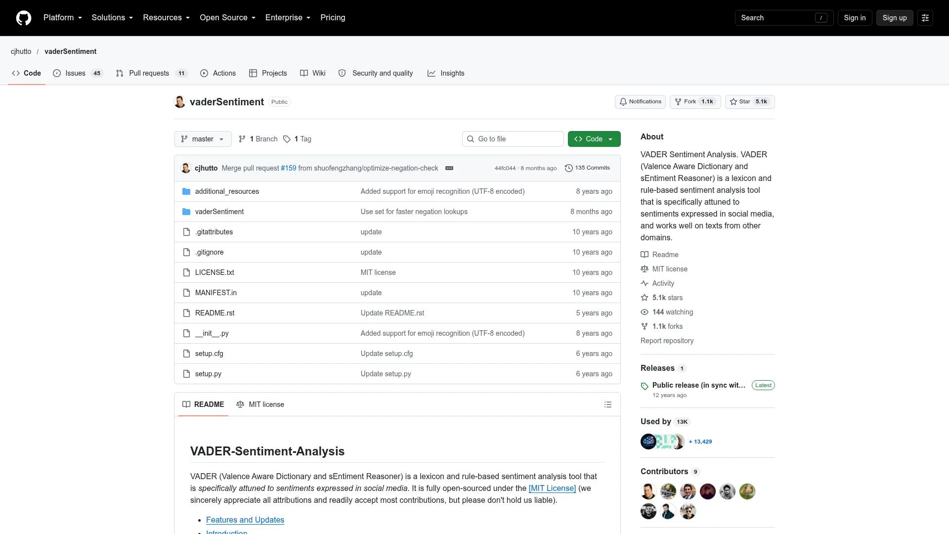 VADER GitHub page