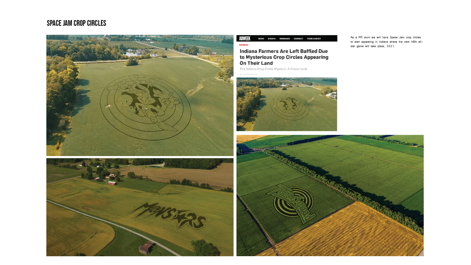 Looney Tunes themed crop circles will appear around Indiana farms.