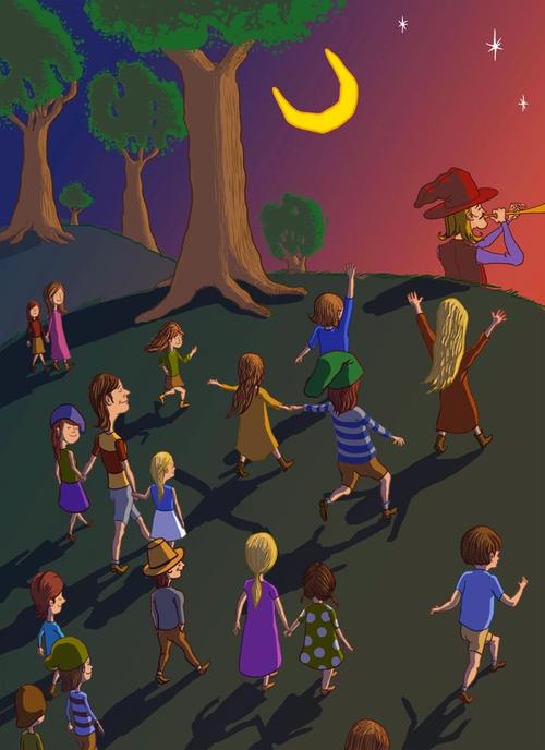 Pied Piper Leads the Children into the Night