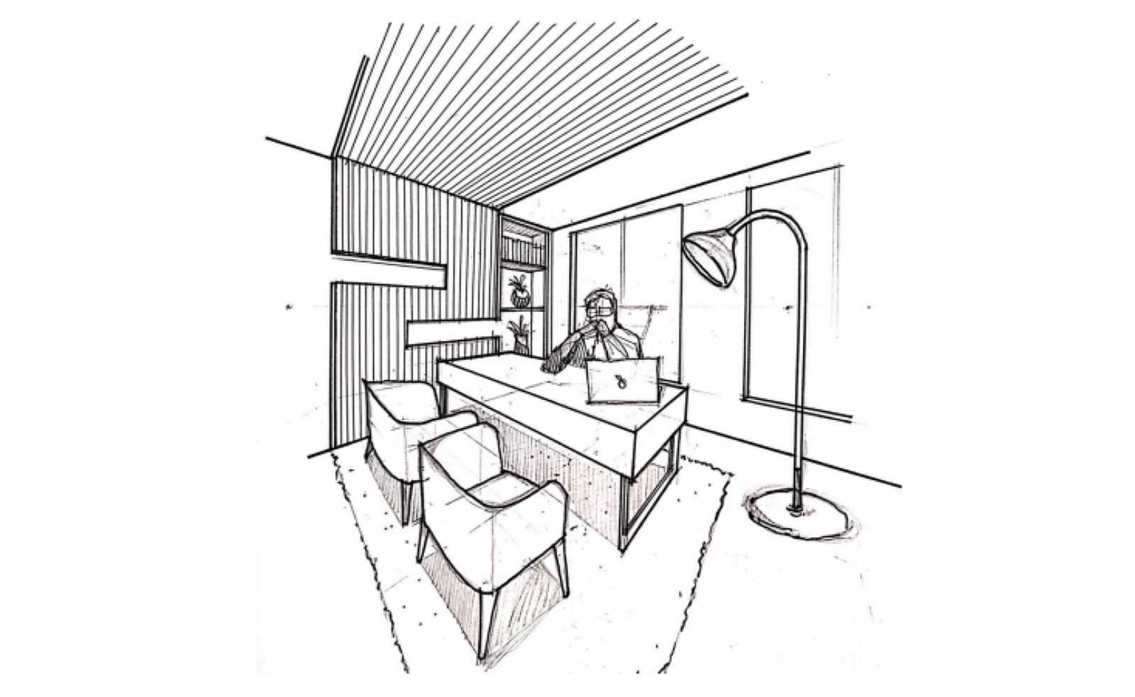 Interior perspective sketch