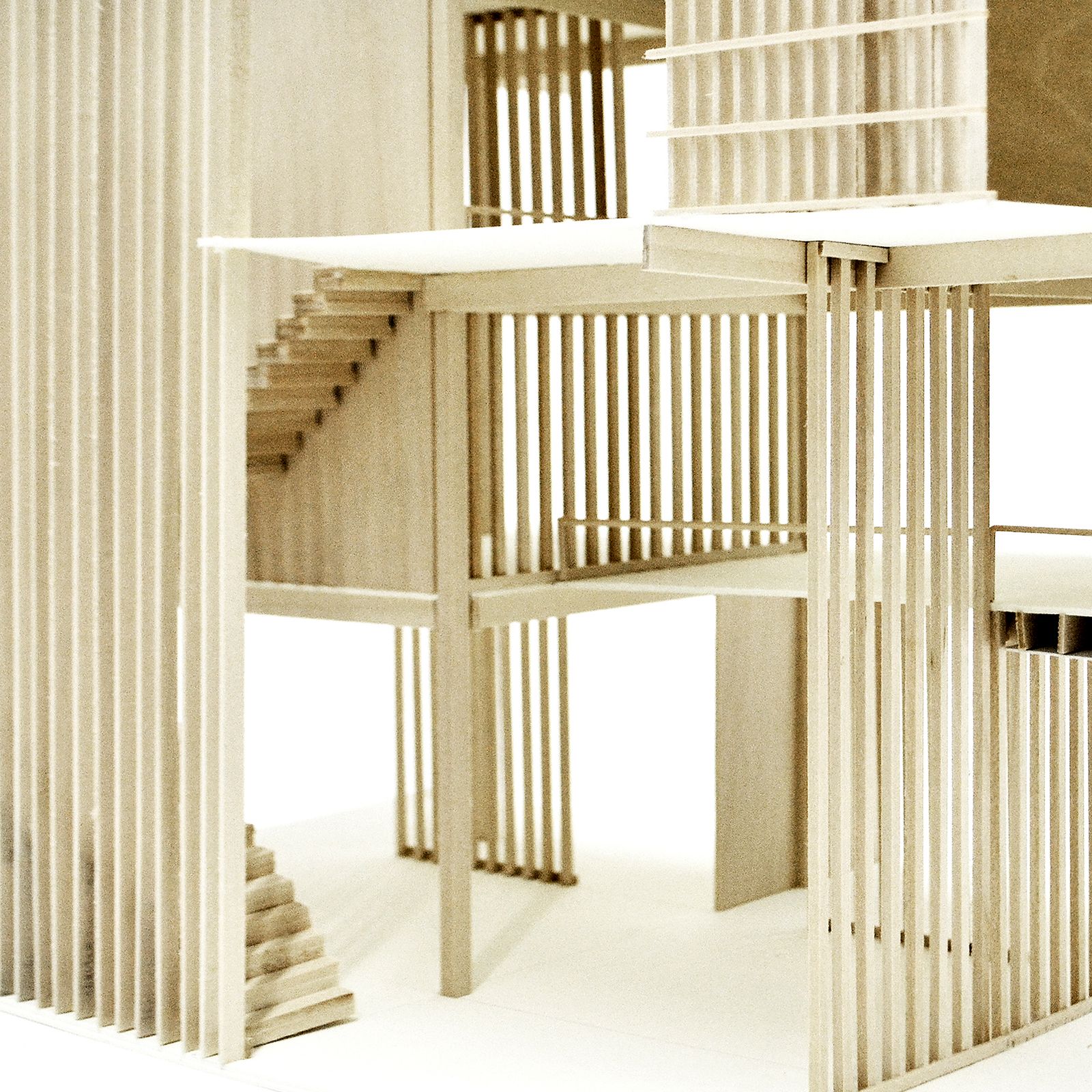 International Student Community Center - Detail Model Showing Vertical Screen Creating Layered Boundaries in a Building Proposal