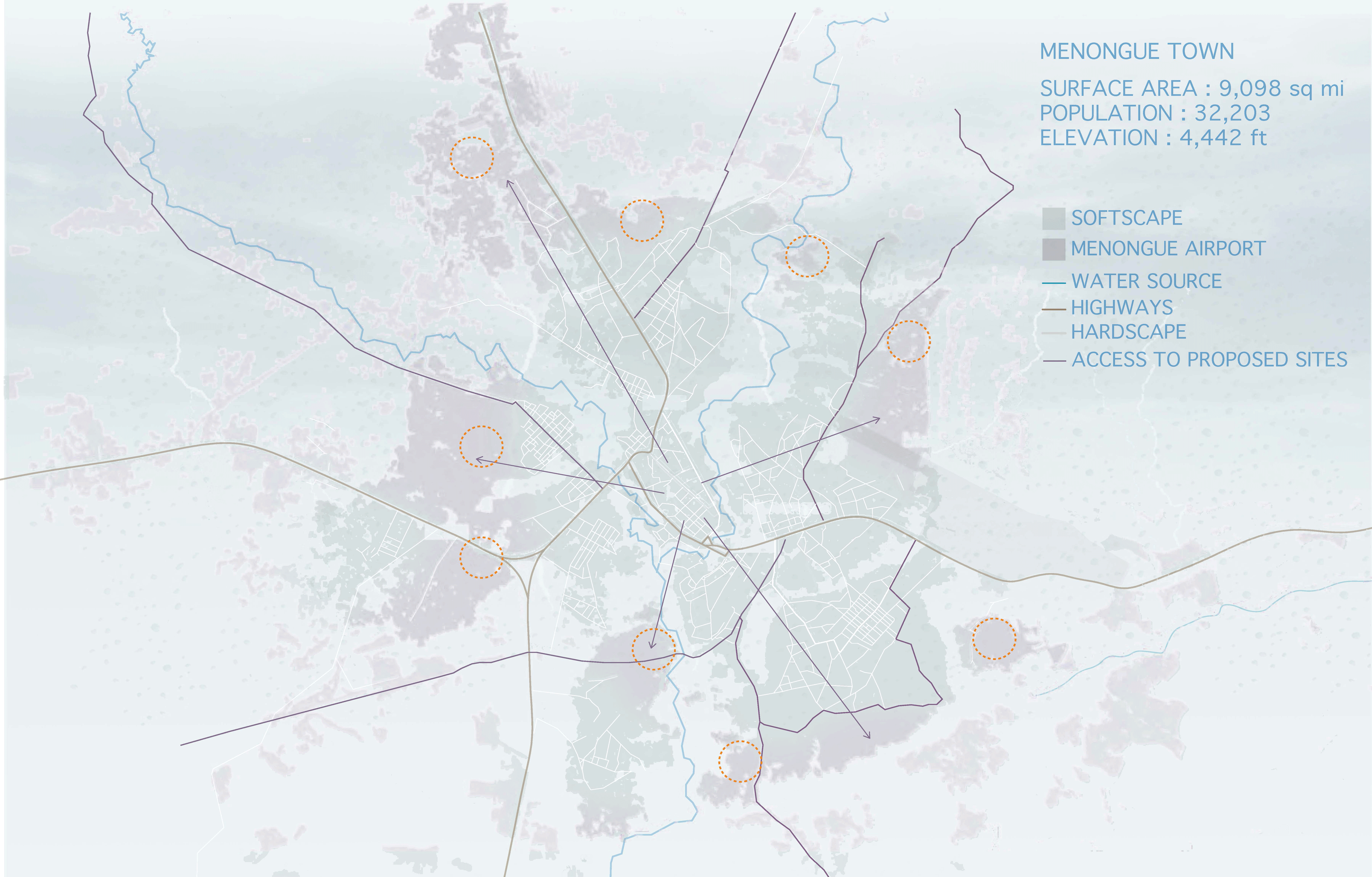 Site Selection Menongue Town Vector Map