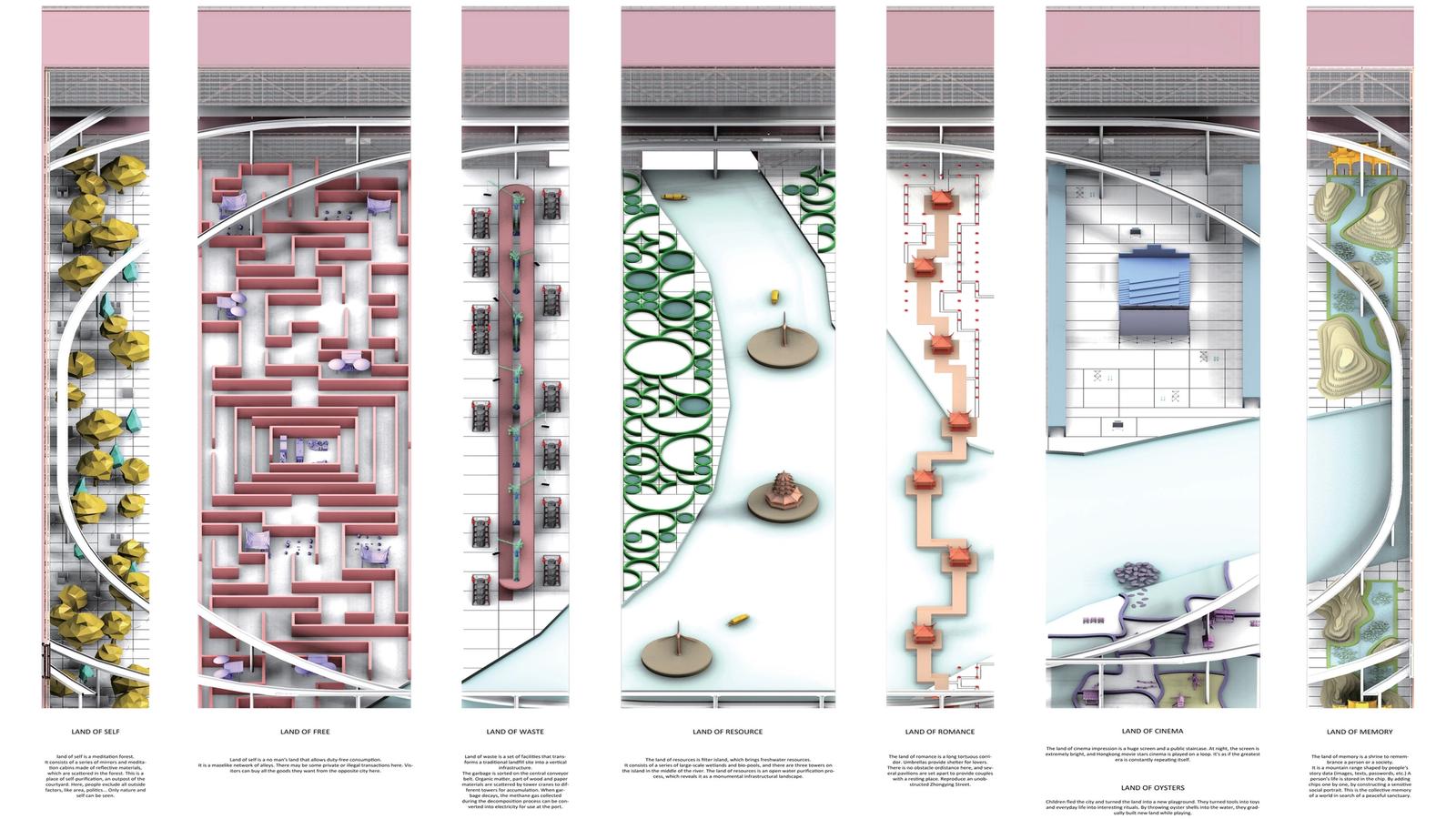 Boundary Connector - Future Port For Transforming the Defined Border Line between Hong Kong and Mainland China - Conceptual Courtyards - The Worlds of the Boundary