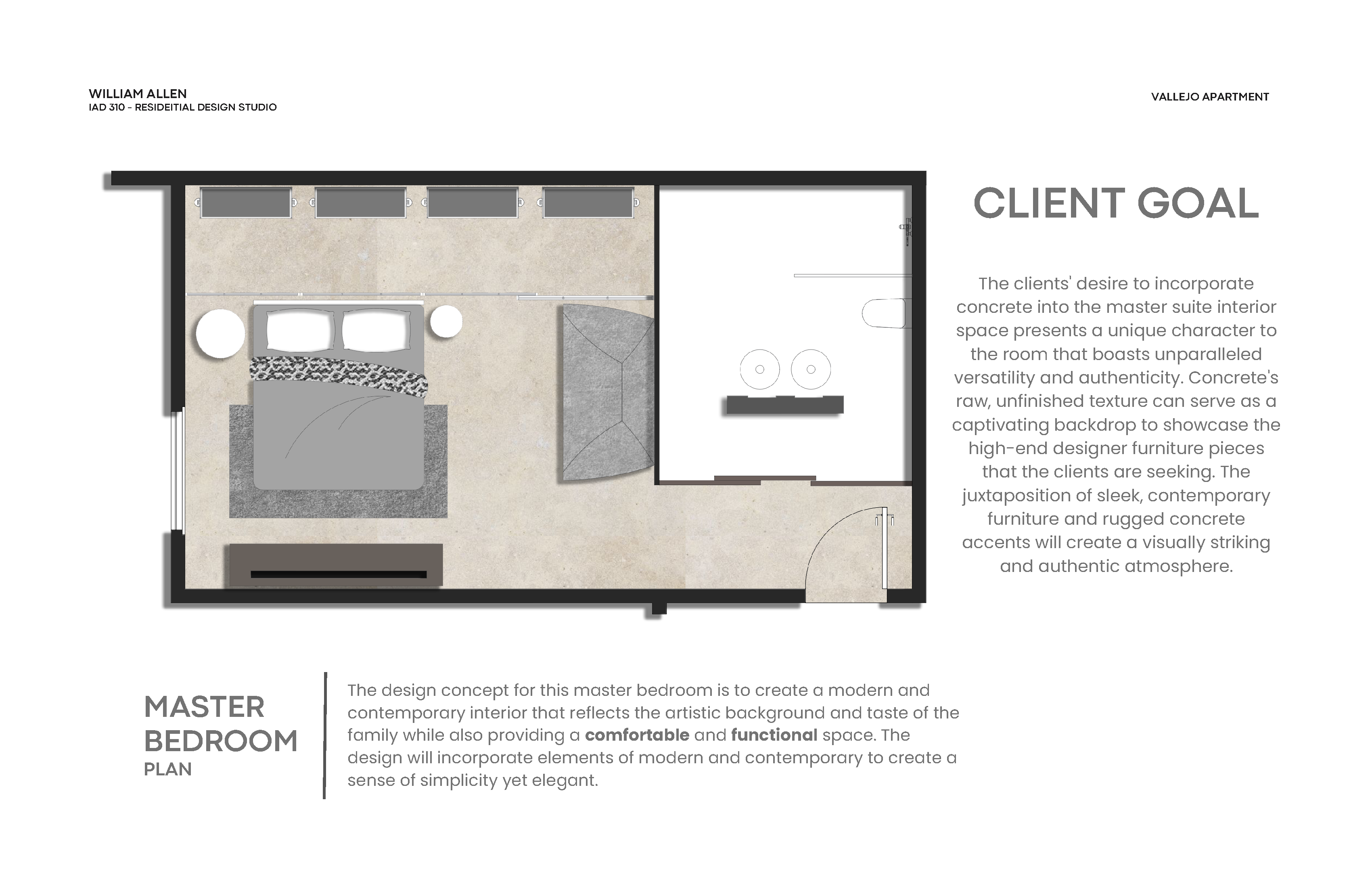 Vallejo Apartment - Master Bedroom Plan - William Allen