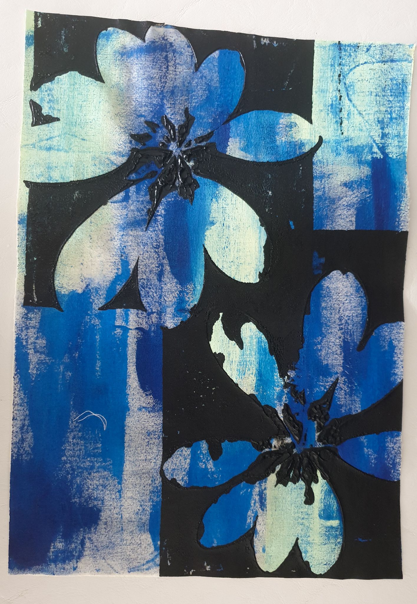 Screen printed real flowers for effect
