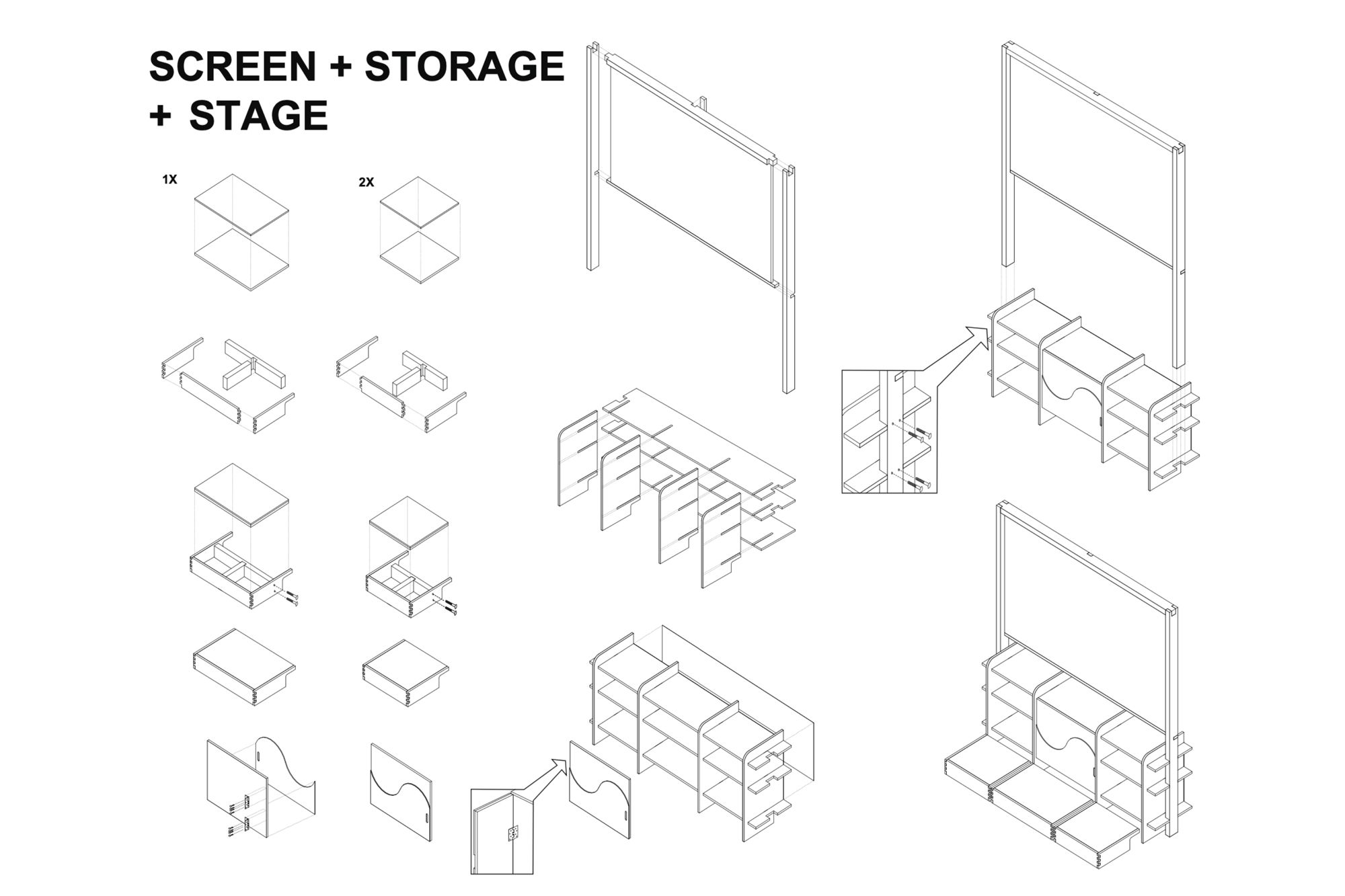 Screen, Storage, Stage Axon 