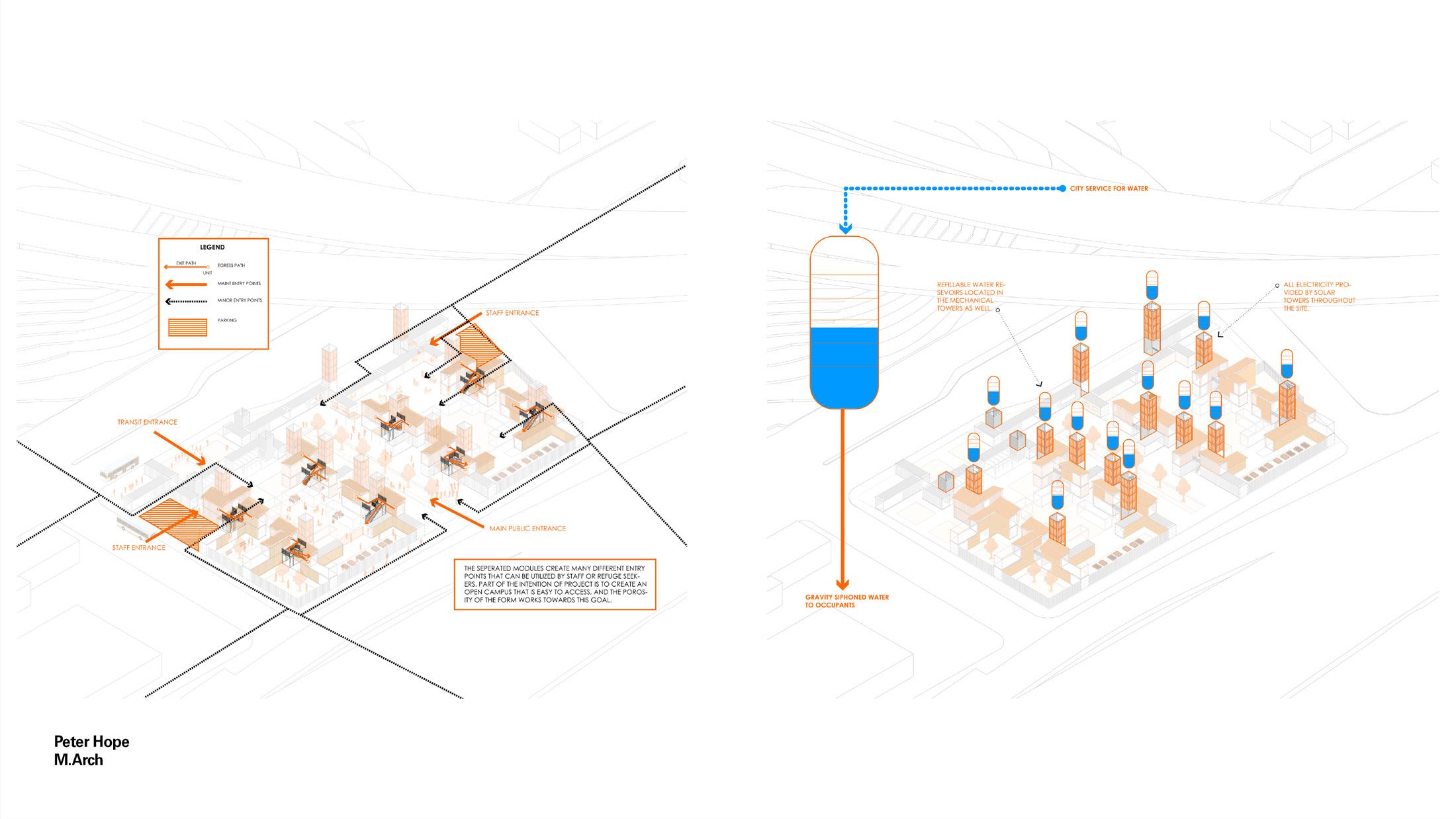 Urban Refuge: Assisting in the Development of Tent Communities - Axonometric Diagrams