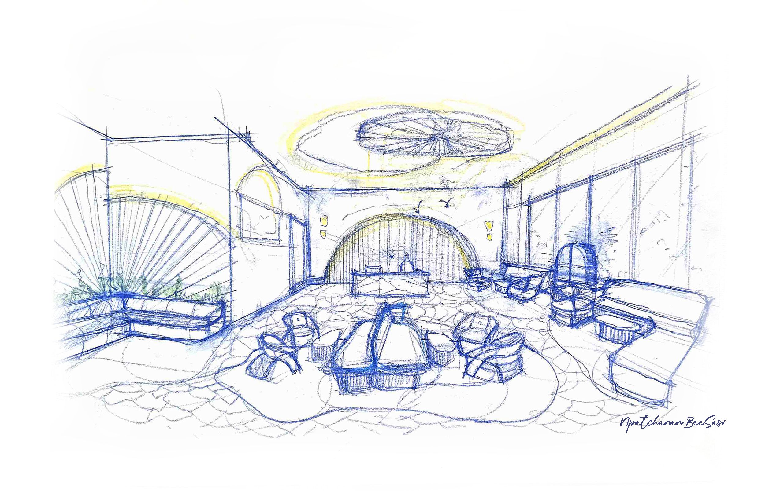 Community Refuge IAD610 Hand sketch Entrance Lobby and Reception - eebbee augusta23