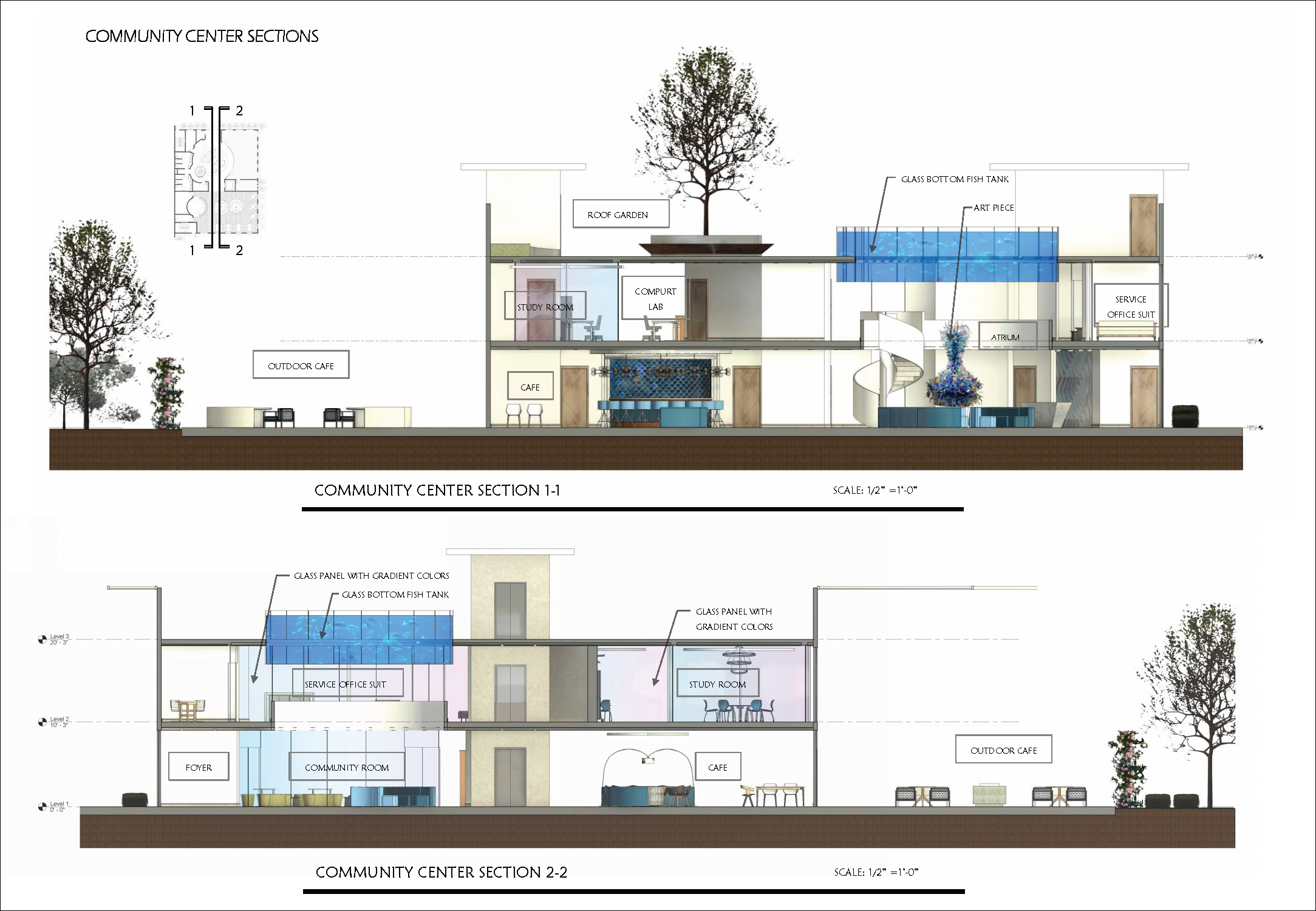 Pacific Northwest Multicultural community center - elevation 01 - hongli zhao