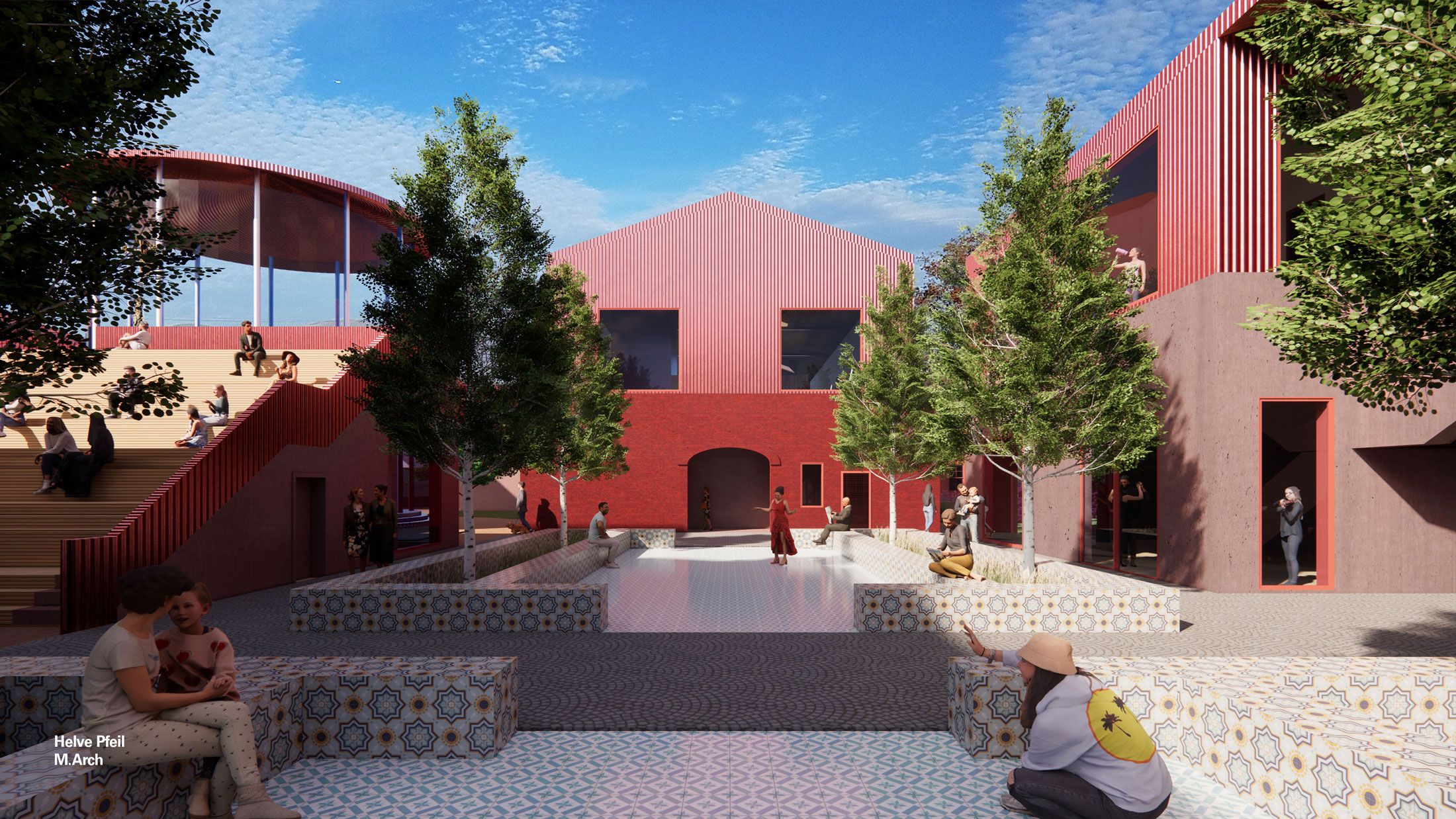Adaptability - Adaptable Community Center: Architecture in a Rural Context - Entry Perspective Rendering  
