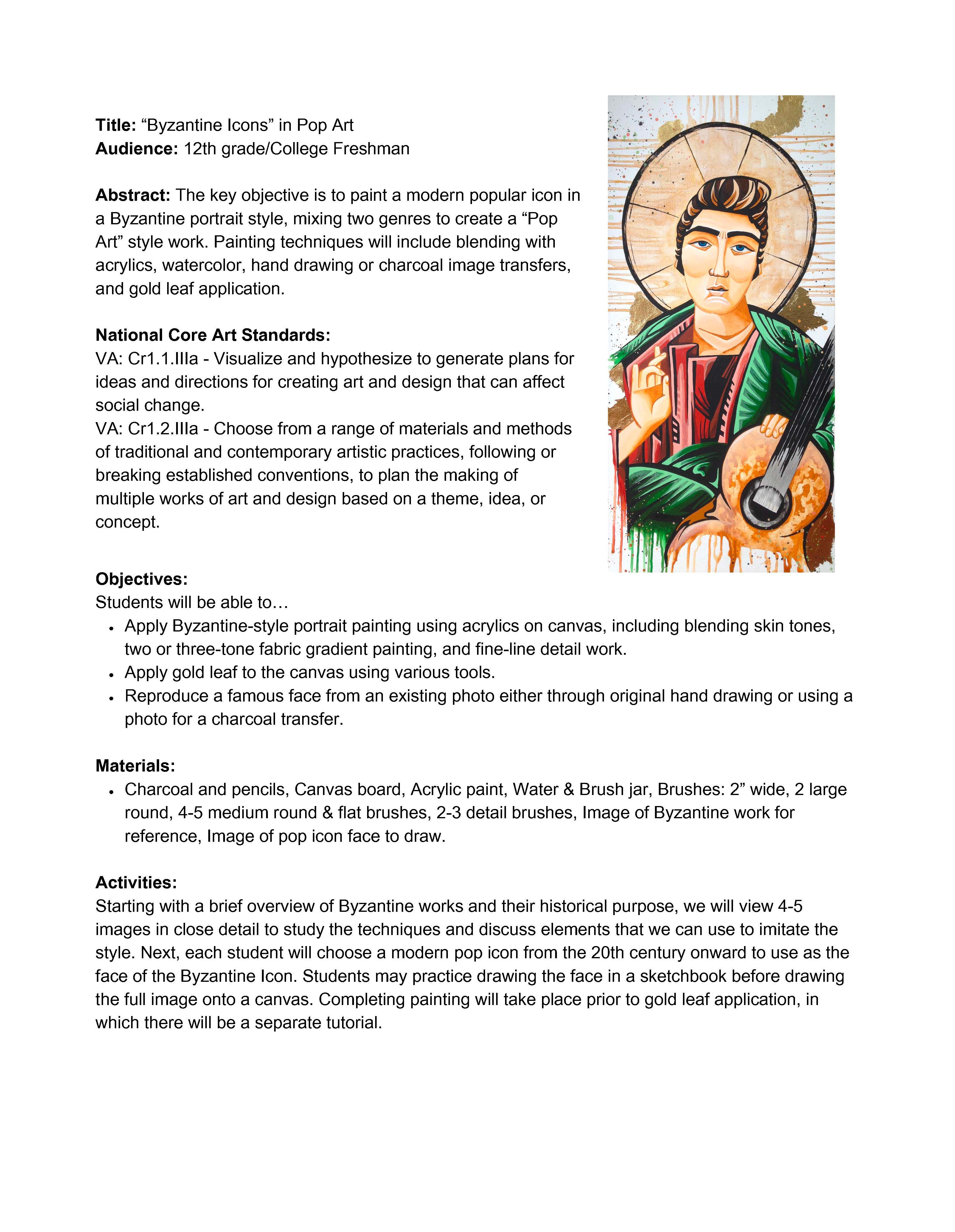 Byzantine Icons in Pop Art Lesson Plan