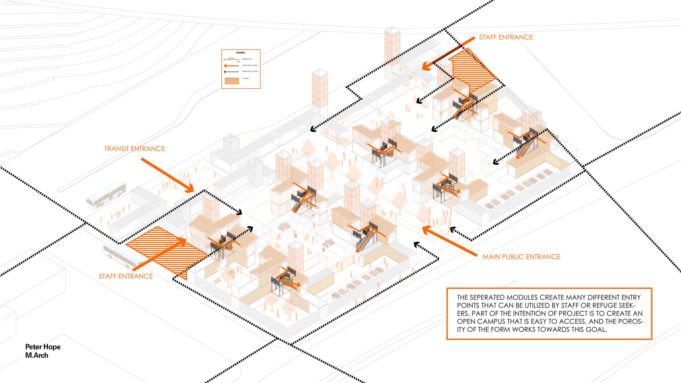 Urban Refuge: Assisting in the Development of Tent Communities - Axonometric 2