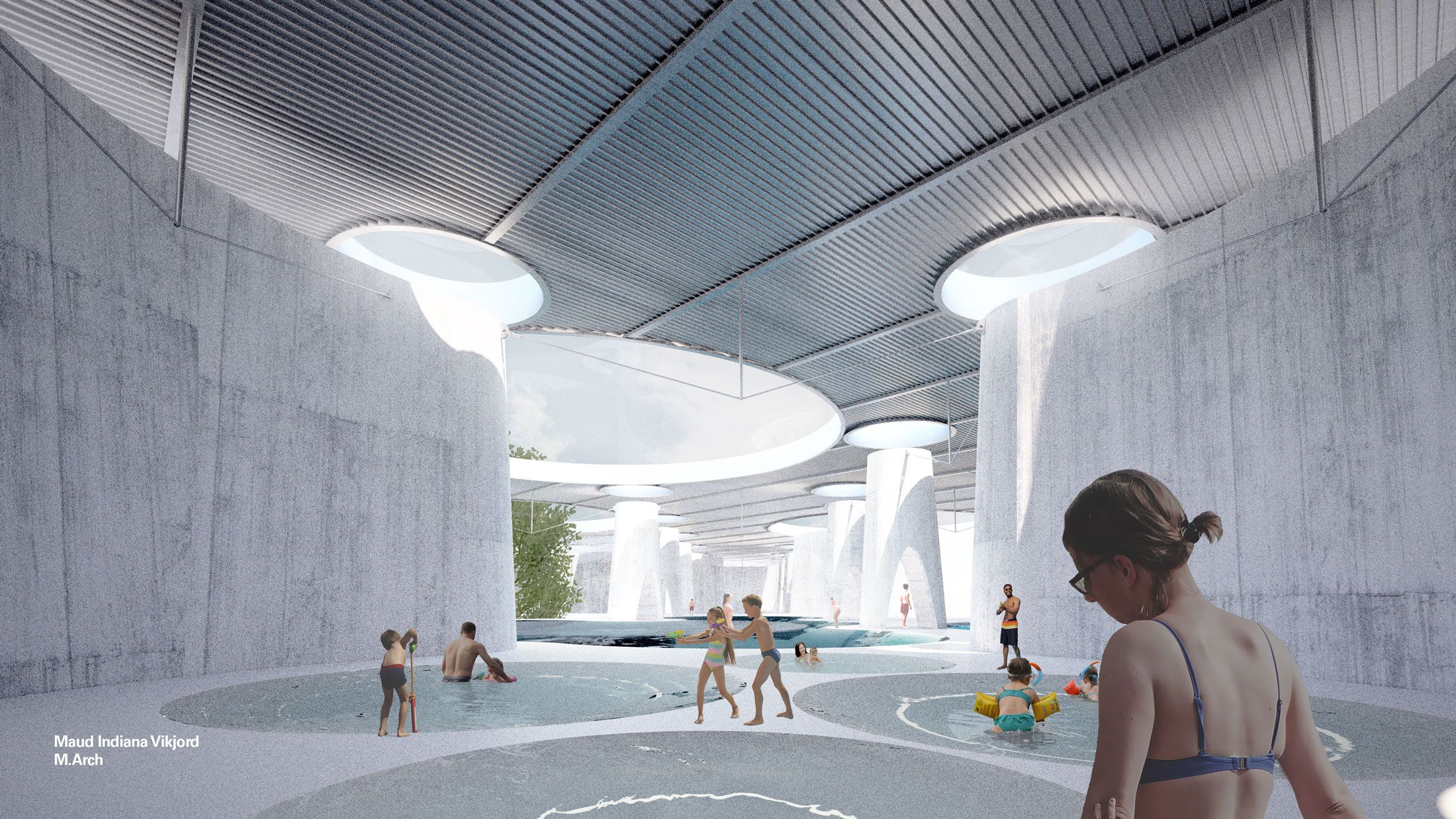 Metamorphic Insertion: Urban Bath & Spa at Fisherman’s Wharf – Interior View Public Pool Level
