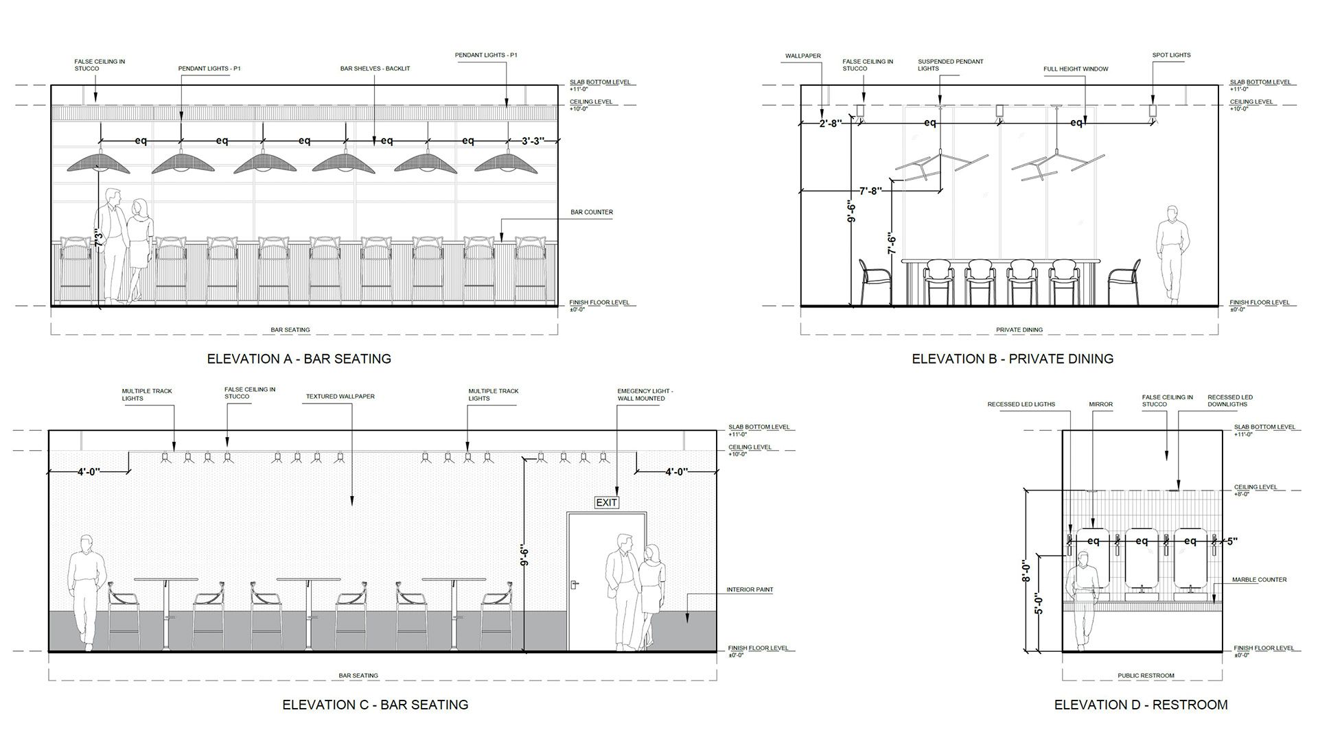 Phu Resturant-Sectional Elevations View 1 - Shalmali .Nigudkar