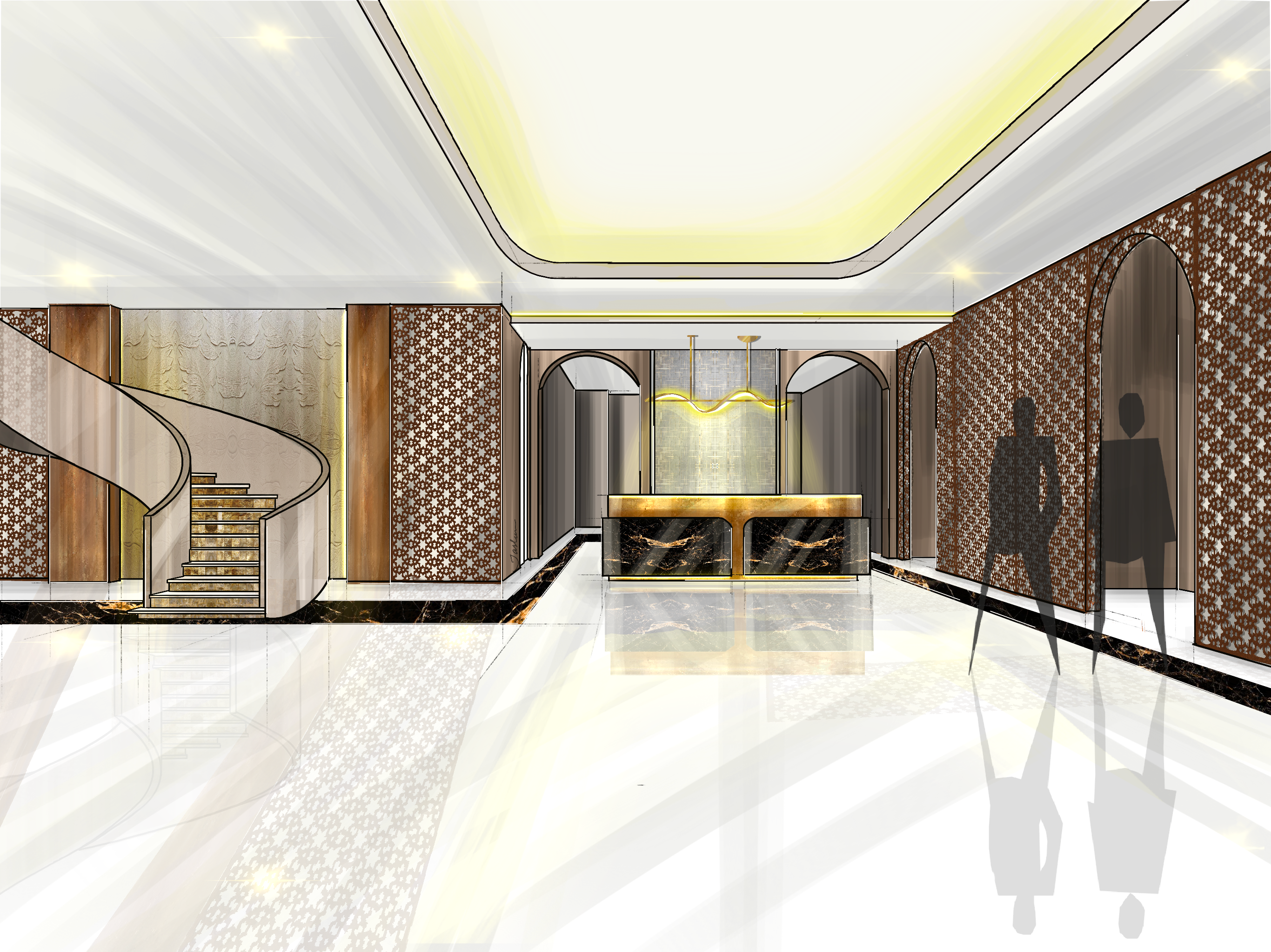 Entry Lobby_reception 3d - Jasleen Panesar