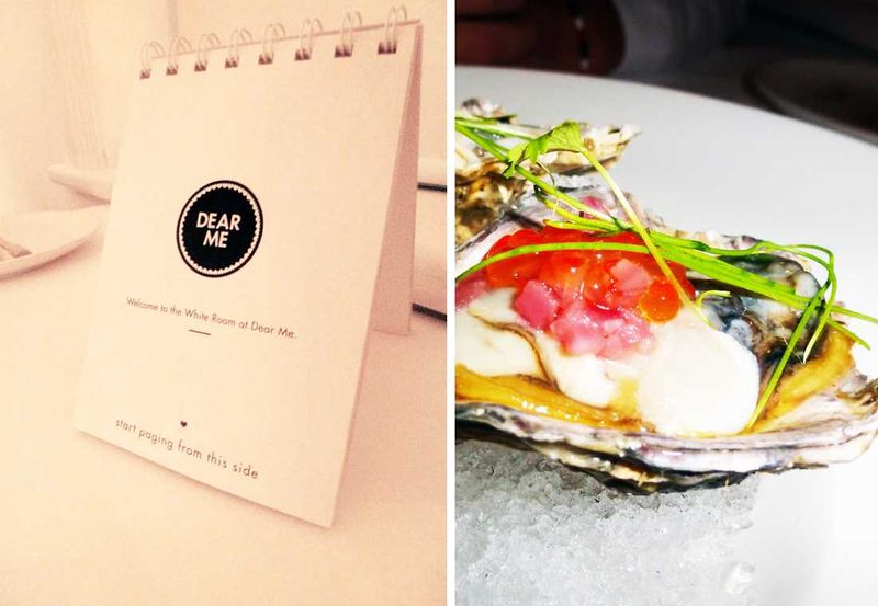 Garnished oysters on ice