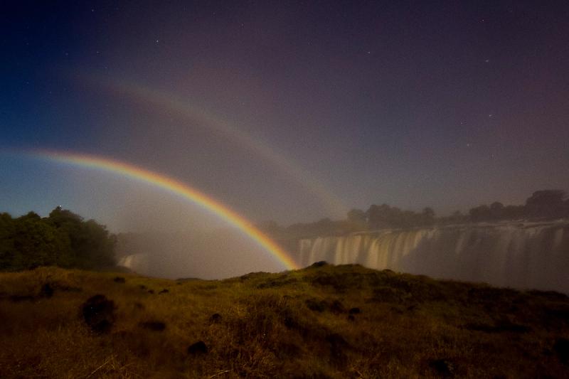 The lunar rainbow is a special sight to see at Victoria Falls