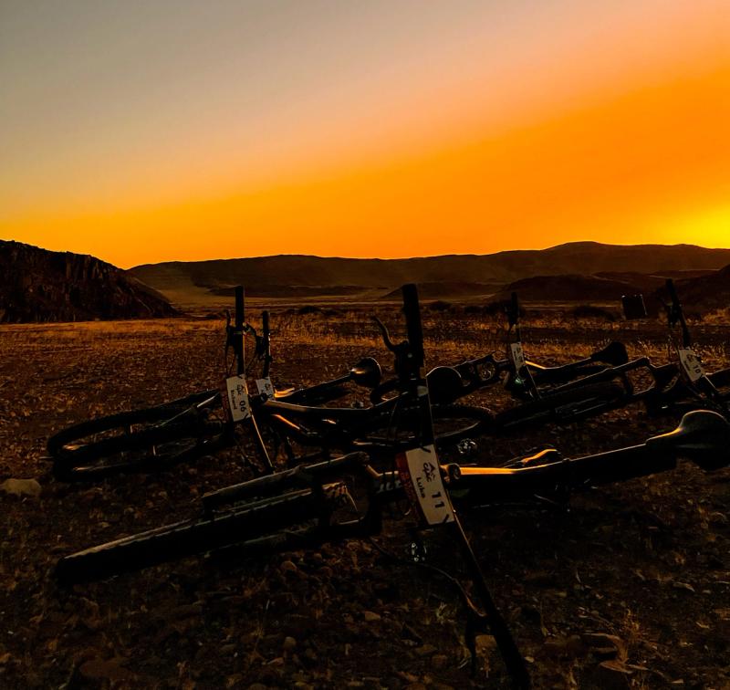 The sun sets on Damaraland during Challenge4ACause 2022