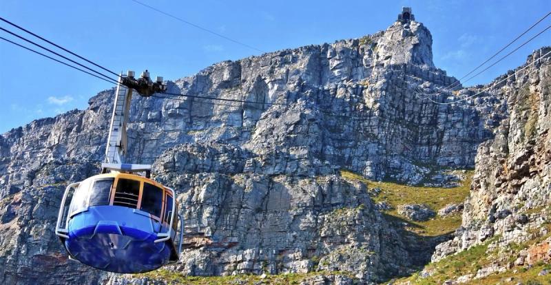 Die Seilbahn auf dem Weg auf den Tafelberg in Kapstadt