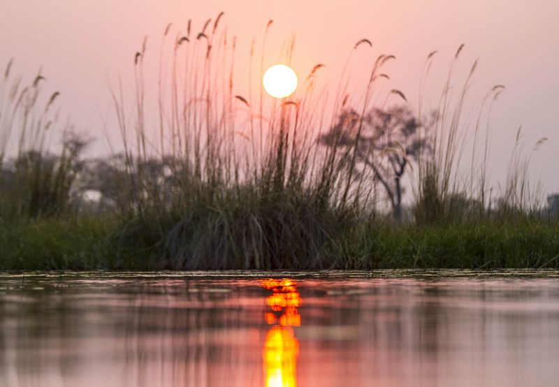 A beautiful sunset at Vumbura Plains Okavango Delta Botswana