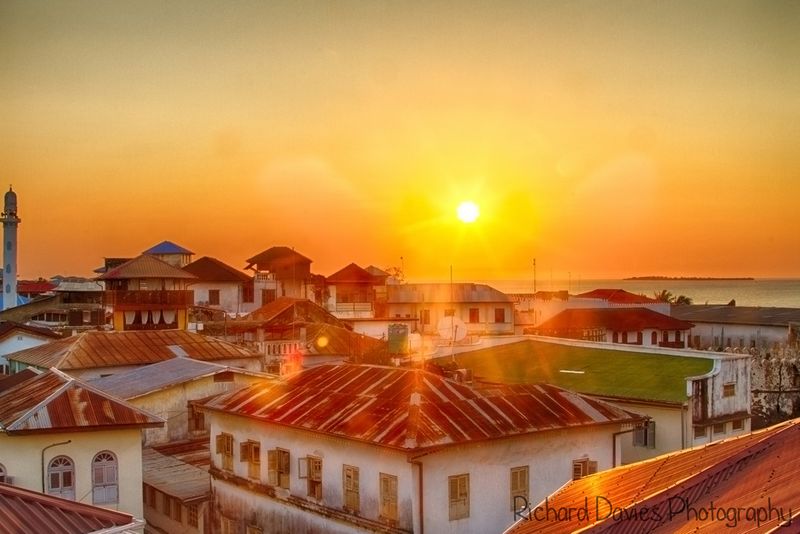 Spectacular sunset over Stone Town, Zanzibar