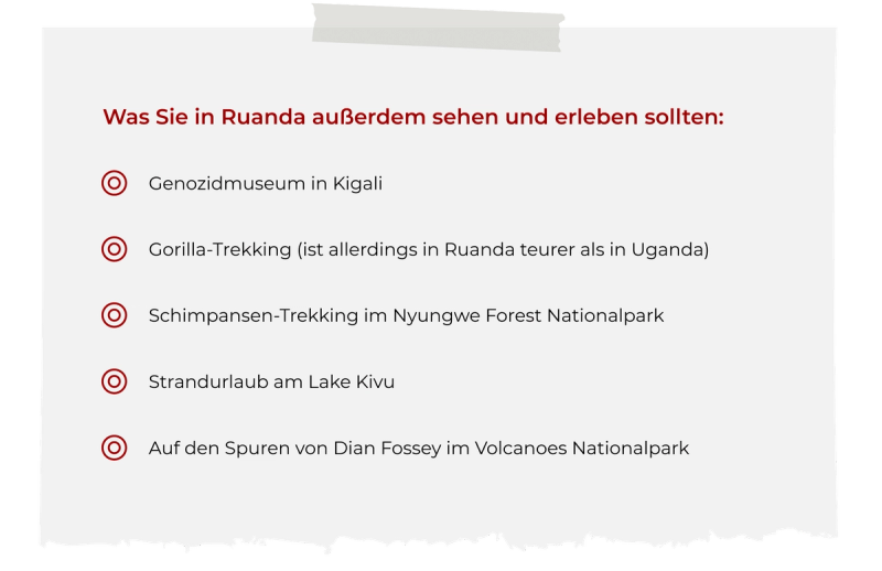Was Sie in Ruanda ausserdem sehen und erleben sollten