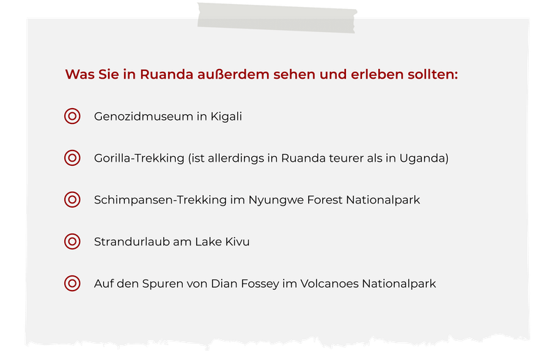 Was Sie in Ruanda ausserdem sehen und erleben sollten