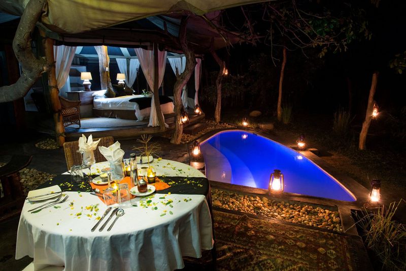 A romantic private dinner in Zambia